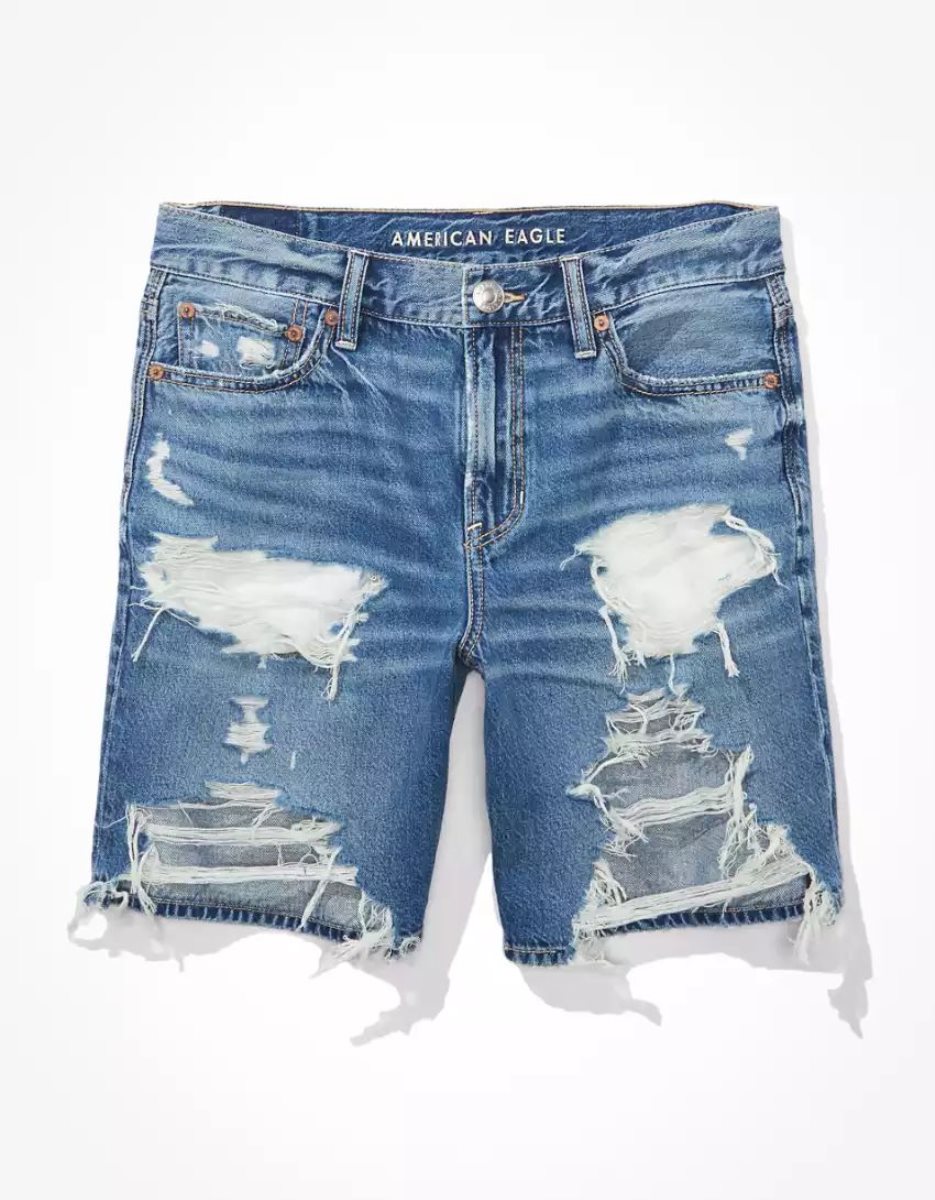 Shorts American Eagle AE Dreamy Drape Denim Low-Rise Baggy Indigo Femme | ZJY-64053894